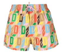Badeshorts mit Monogramm-Print