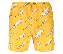 Badeshorts mit Blitz-Print