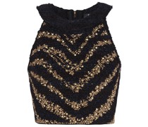 sequin-embellished knitted top