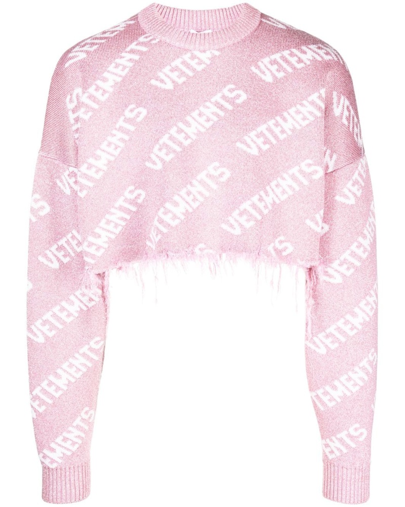 VETEMENTS Damen Cropped-Sweatshirt mit Logo-Print