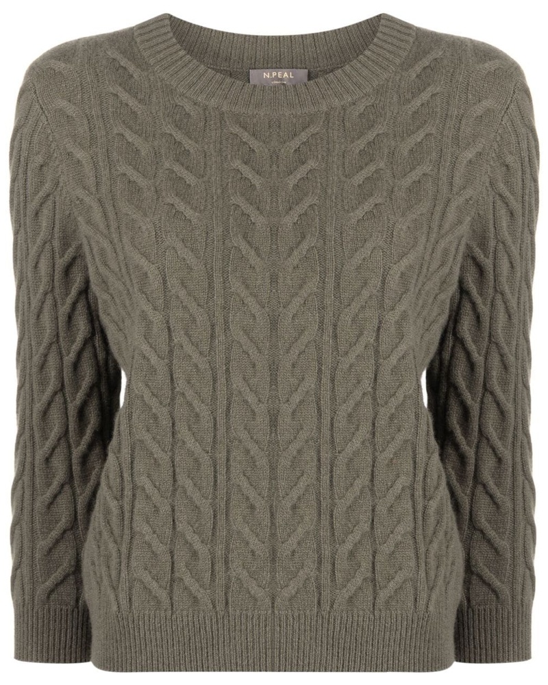 N.Peal Damen Kaschmirpullover mit Zopfmuster