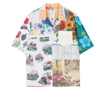 panelled floral-print cotton shirt