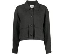 Cropped-Hemdjacke aus Leinen