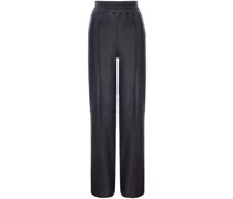 elasticated-waist leather trousers