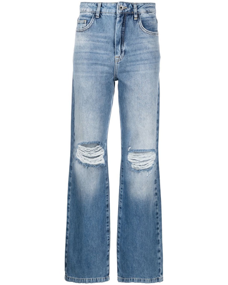 Patrizia Pepe Damen Weite Jeans im Distressed-Look