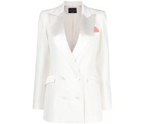 satin-trim double-breasted blazer