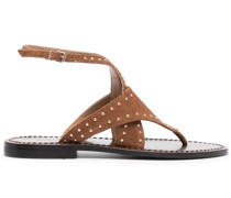 stud-embellished suede flat sandals