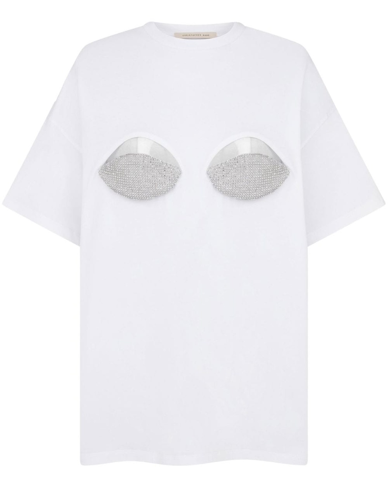 Christopher Kane Damen Hello crystal-embellished T-shirt