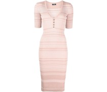 Geripptes Kleid mit V-Ausschnitt