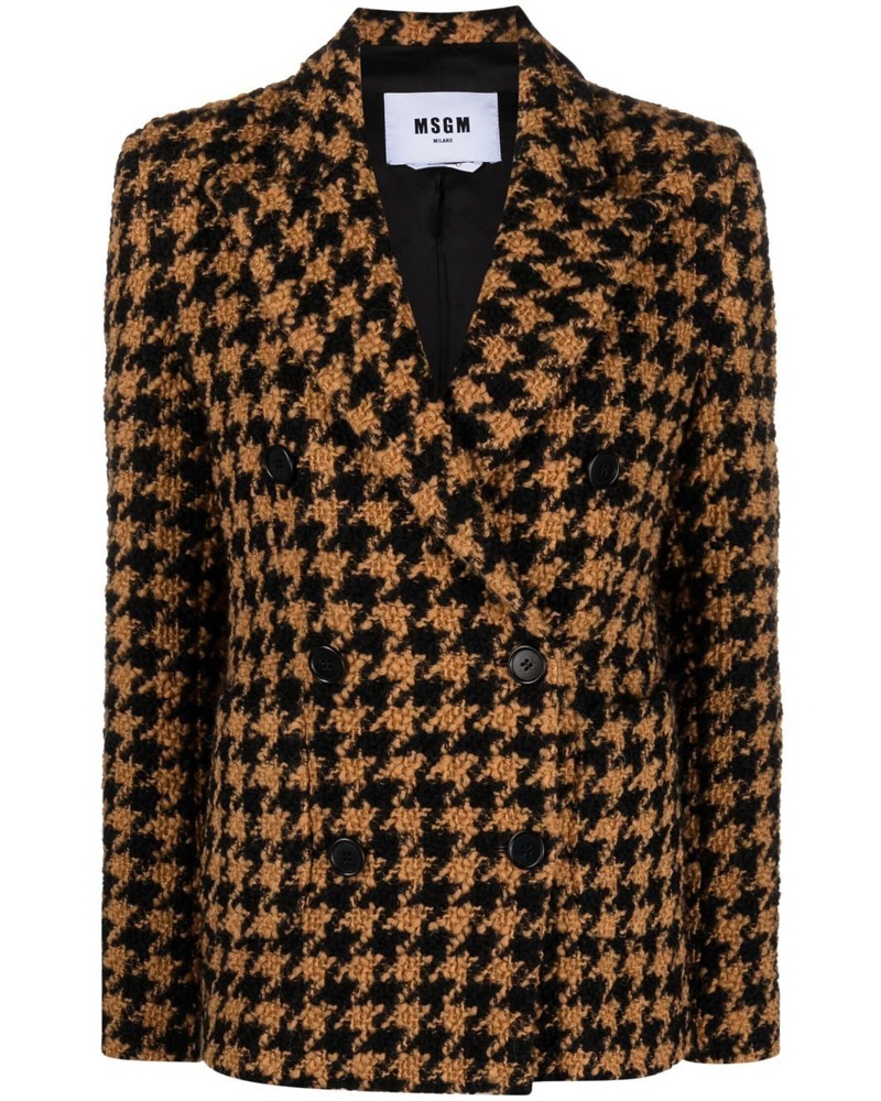 MSGM Damen Blazer mit Hahnentrittmuster