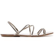 Flache Sandalen mit Kristallen