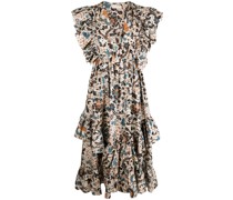 Gestuftes Midikleid mit Blumen-Print