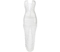 Langes Mesh-Kleid mit Kristallen