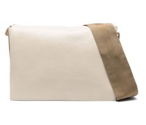debossed-logo leather shoulder bag