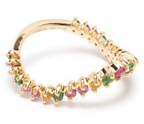 18kt Rainbow Gelbgoldring mit Saphiren