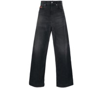 logo-patch wide-leg jeans