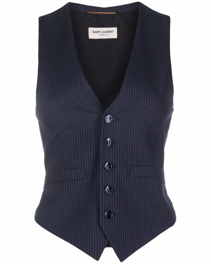 Saint Laurent Damen Top mit Nadelstreifen
