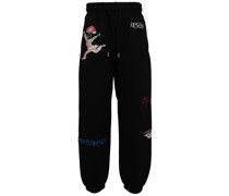 embroidered-motif track pants
