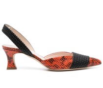 Slingback-Pumps mit Schlangen-Effekt