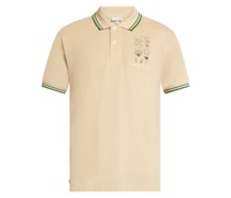 slogan-embroidered cotton polo shirt