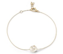 14kt Gelbgold-Perlenarmband mit einem Diamanten
