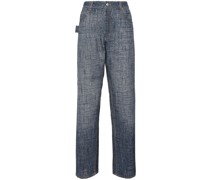 Tapered-Hose mit Jeans-Textur