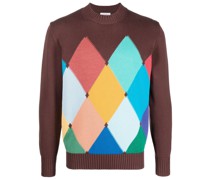 Intarsien-Pullover mit Rautenmuster