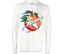 Intarsien-Pullover mit grafischem Print