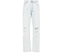 Burted distressed straight jeans