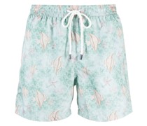 Badeshorts mit Fische-Print
