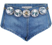 Jeans-Shorts mit Kristallgürtel