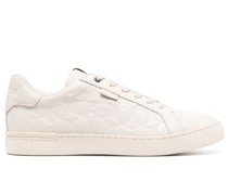 logo-debossed leather trainers