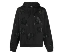 Hoodie mit geprägten Blumen