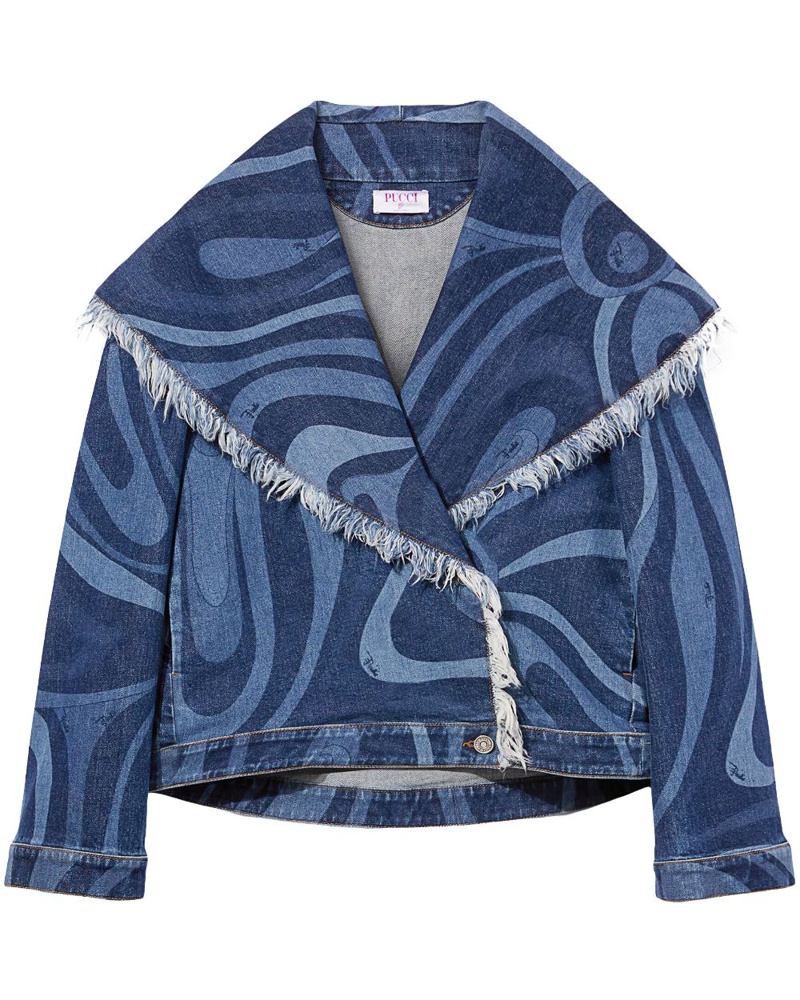 Emilio Pucci Damen Jeansjacke mit abstraktem Print