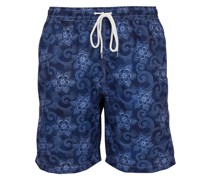 Gemusterte Badeshorts mit Kordelzug