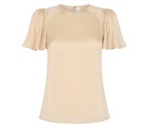drape-sleeve silk blouse
