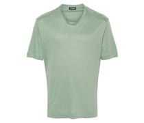 Leinen-T-Shirt mit Ziernaht