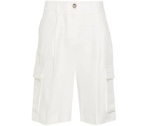 pleat-detail linen shorts