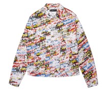 Jeansjacke mit grafischem Print