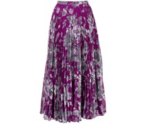 Plissierter Midirock mit Blumen-Print