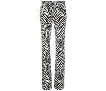 zebra print high-waisted flared trousers