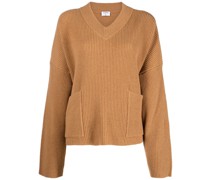 Gerippter Pullover mit V-Ausschnitt