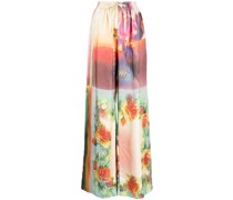 Weite Hose mit Schal-Print