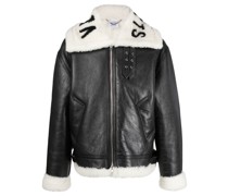 Lederjacke mit Logo-Kragen