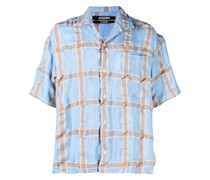 logo-embroidered check pattern shirt