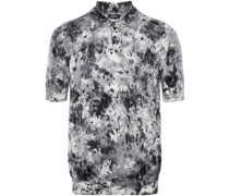 Geripptes Poloshirt mit abstraktem Print