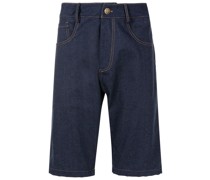 x Mahaslama Jeans-Shorts mit Logo-Patch