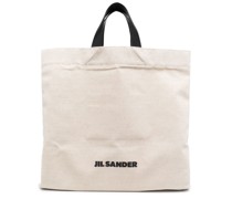 Shopper aus Leinen mit Logo-Print