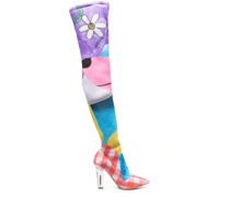 Overknee-Stiefel mit grafischem Print