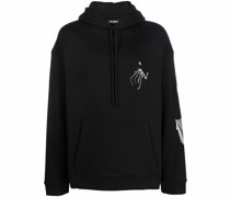 Hoodie mit Skelett-Stickerei